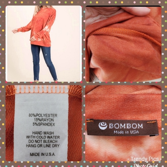 Tie Dye Pullover, Orange/White, NWT - Picture 7 of 8